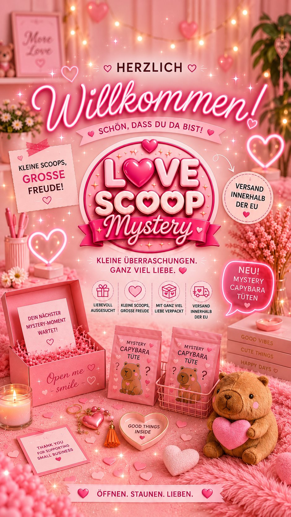 Willkommen! – Love Scoop Mystery: Kleine Überraschungen. Ganz viel Liebe.